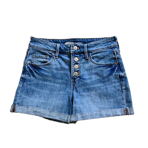 Old Navy High Rise Exposed Buttons Secret Slim Pocket Denim Shorts Size 0 New - Picture 4 of 8